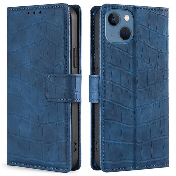 iPhone 14 Plus Cover Krokodillemønster Blå