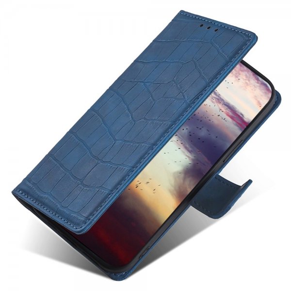 iPhone 14 Plus Cover Krokodillemønster Blå