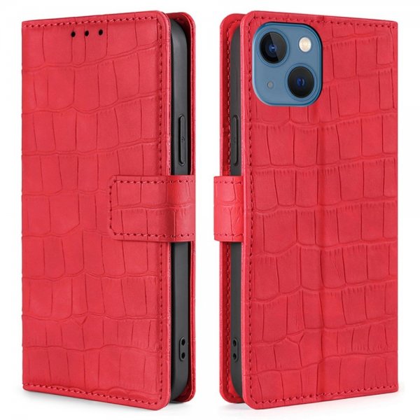 iPhone 14 Plus Cover Krokodillemønster Rød