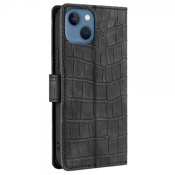 iPhone 14 Plus Cover Krokodillemønster Sort