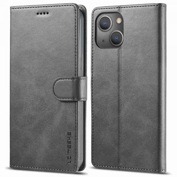 Lc.Imeeke iPhone 14 Plus Cover med Kortrum Stativfunktion Grå