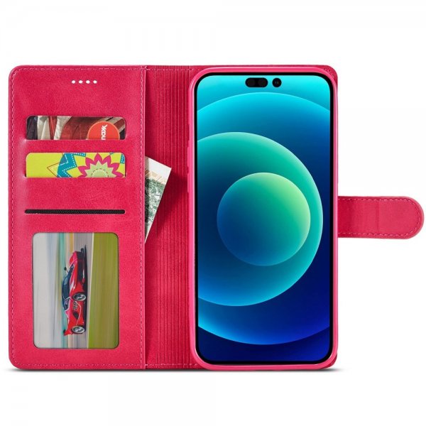 Lc.Imeeke iPhone 14 Plus Cover med Kortrum Stativfunktion Magenta