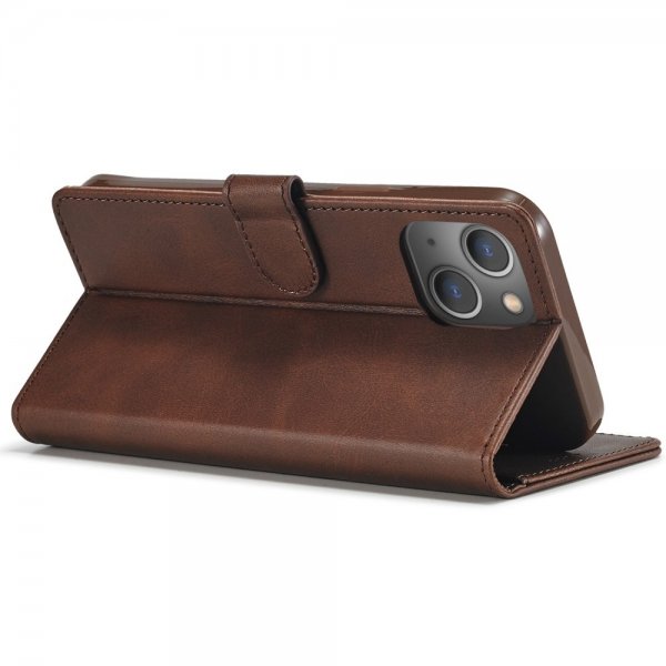 Lc.Imeeke iPhone 14 Plus Cover med Kortrum Stativfunktion Mørkebrun