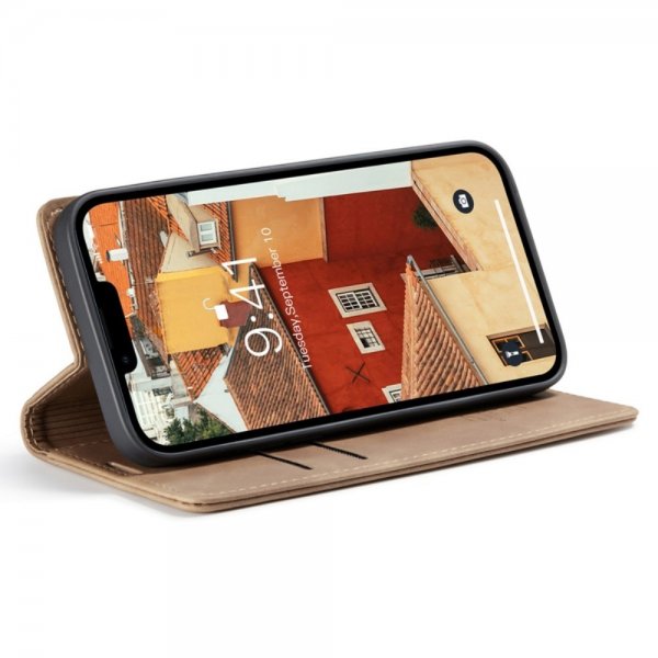 CaseMe iPhone 14 Plus Cover Retro Flip Brun
