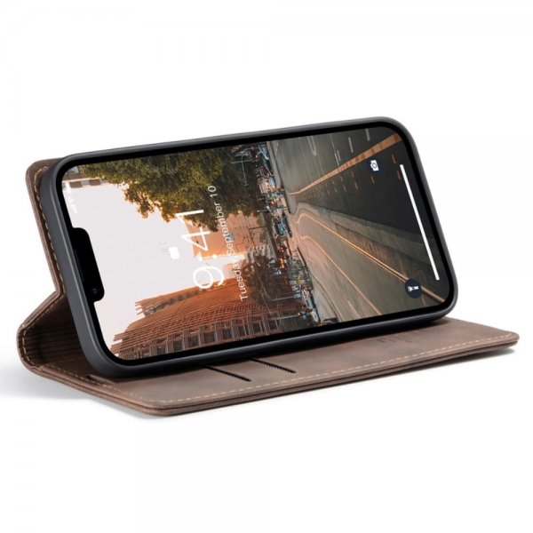 CaseMe iPhone 14 Plus Cover Retro Flip Kaffe