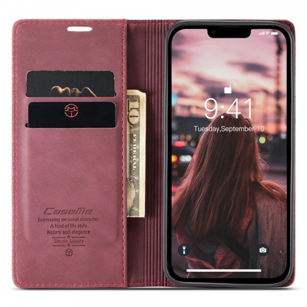 CaseMe iPhone 14 Plus Cover Retro Flip Rød