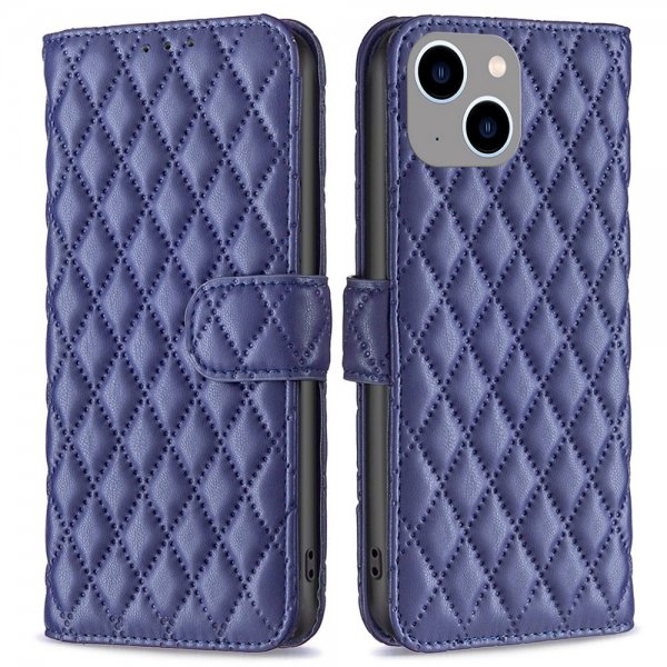 iPhone 14 Plus Cover Rhombusmønster Blå