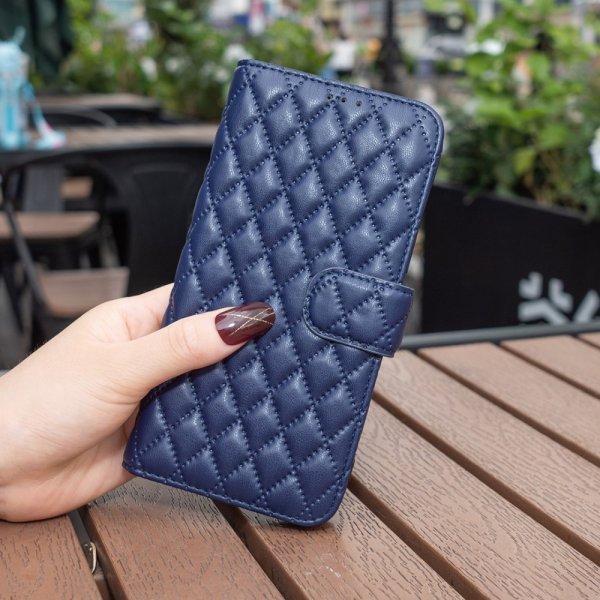 iPhone 14 Plus Cover Rhombusmønster Blå