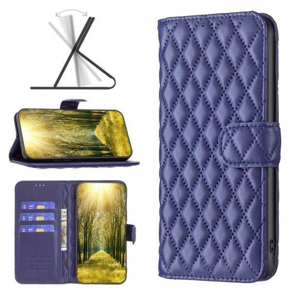 iPhone 14 Plus Cover Rhombusmønster Blå