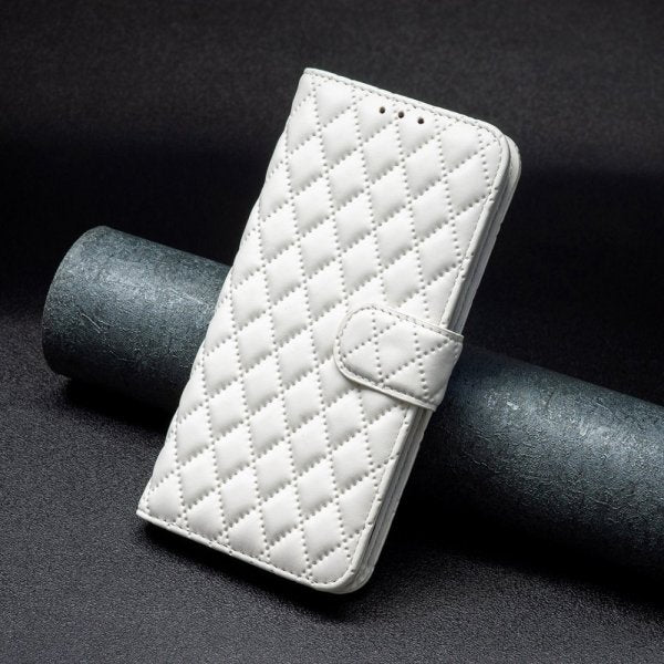 iPhone 14 Plus Cover Rombemønster Hvid
