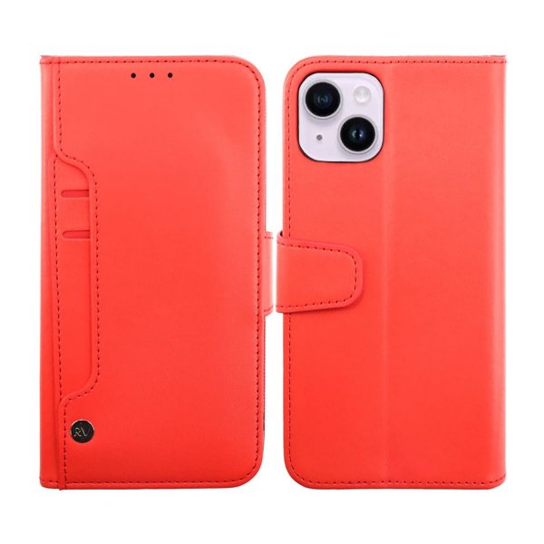 Rvelon iPhone 14 Plus Cover Udklappeligt Kortrum Rød
