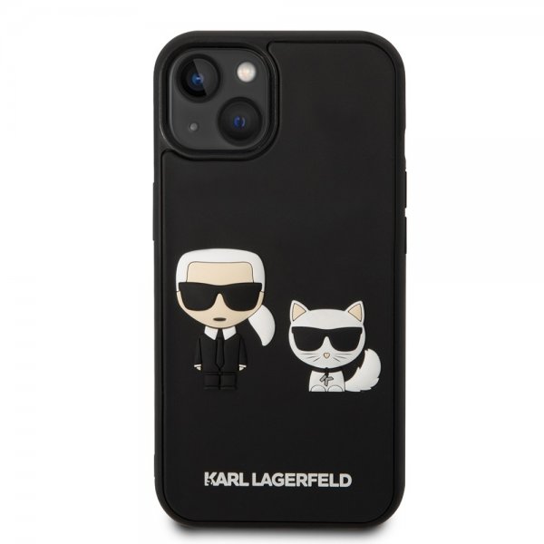 Karl Lagerfeld iPhone 14 Plus Cover 3D Rubber Karl & Choupette Sort
