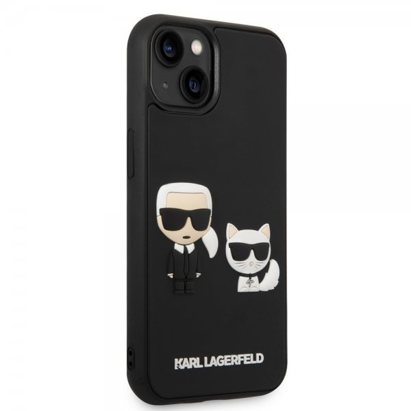 Karl Lagerfeld iPhone 14 Plus Cover 3D Rubber Karl & Choupette Sort