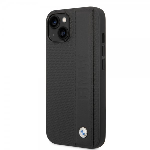 BMW iPhone 14 Plus Cover Big Logo Stripe Sort