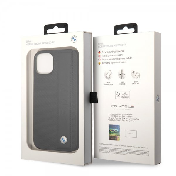 BMW iPhone 14 Plus Cover Big Logo Stripe Sort