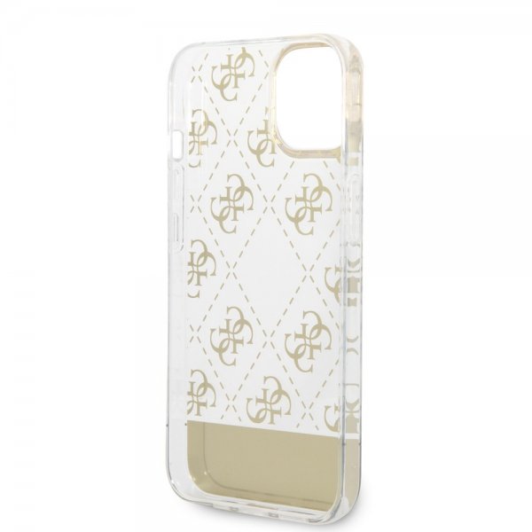 Guess iPhone 14 Plus Cover Bottom Stripe Script Logo Guld