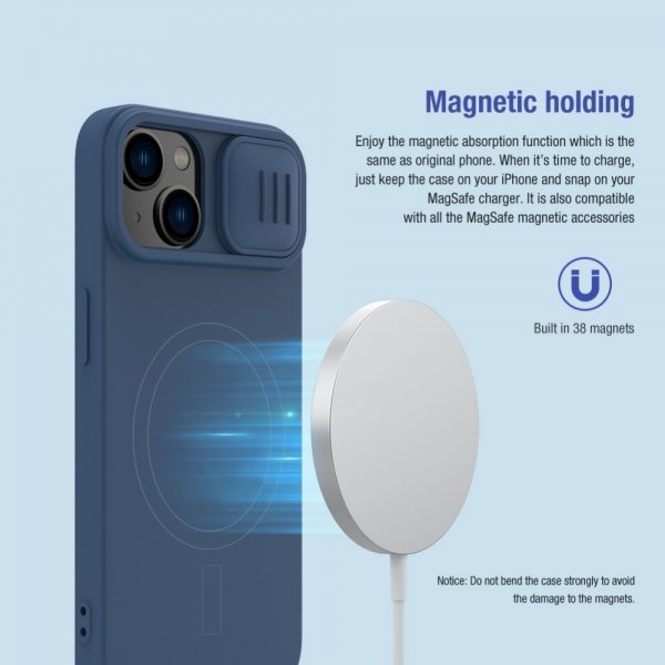 Nillkin iPhone 14 Plus Cover CamShield Silky MagSafe Blå