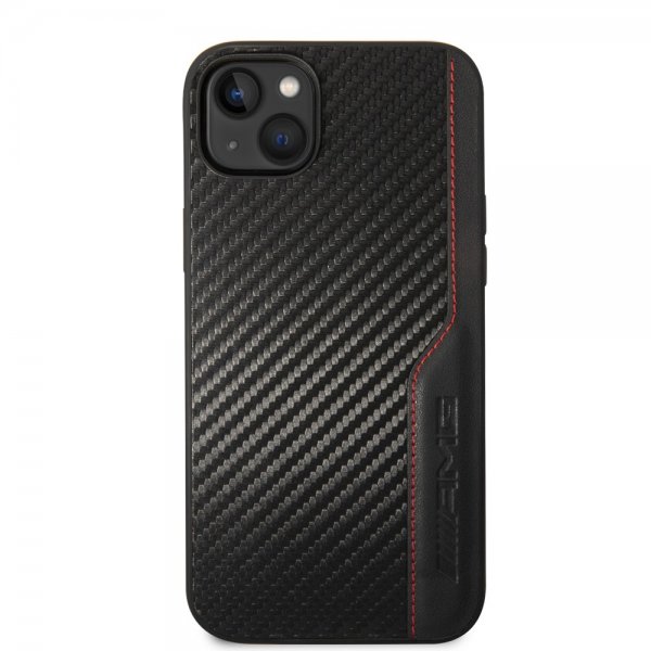 AMG iPhone 14 Plus Cover Carbon Effect Stamped Logo Sort