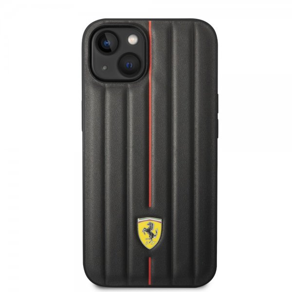 Ferrari iPhone 14 Plus Cover Prægede Striber Rød