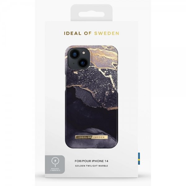 Ideal of Sweden iPhone 14 Plus Cover Fashion Case MagSafe Golden Twilight Marble