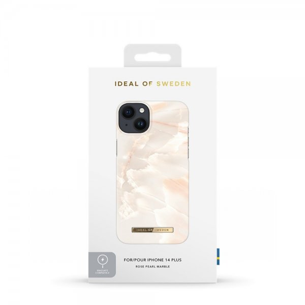 Ideal of Sweden iPhone 14 Plus Cover Fashion Case MagSafe Rose Pearl Marble