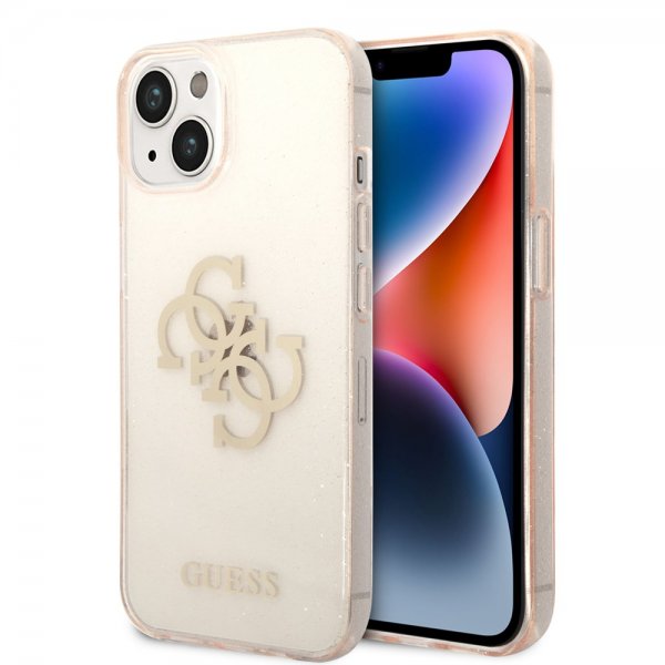 Guess iPhone 14 Plus Cover Fuld Glitter Guld