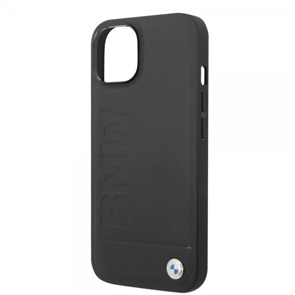 BMW iPhone 14 Plus Cover Hot Stamp Metal Logo Sort