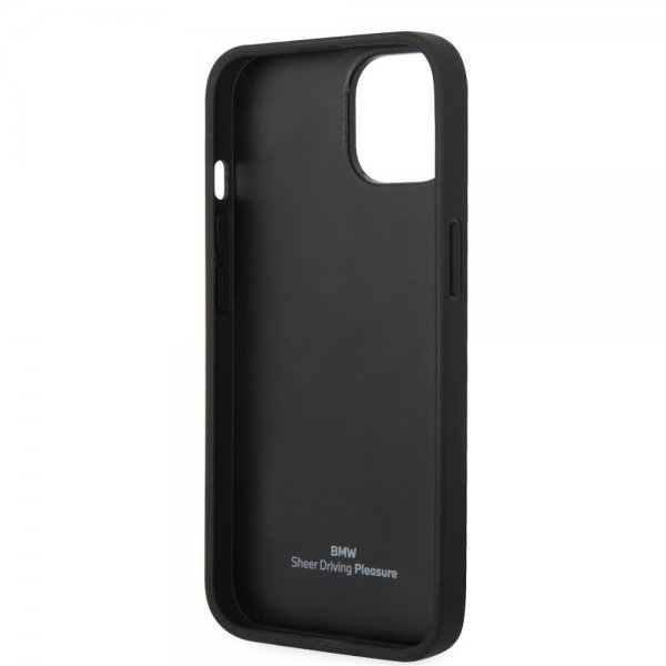 BMW iPhone 14 Plus Cover Hot Stamp Metal Logo Sort