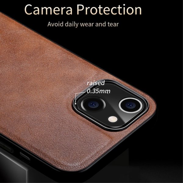 X-Level iPhone 14 Plus Cover Lædertekstur Brun
