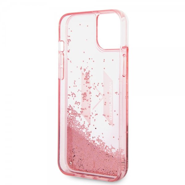Karl Lagerfeld iPhone 14 Plus Cover Liquid Glitter Big Logo Rosa