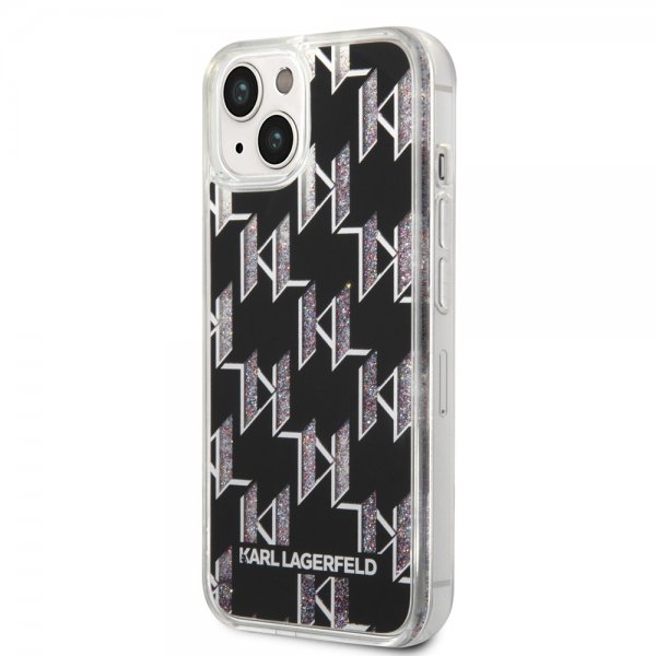Karl Lagerfeld iPhone 14 Plus Cover Liquid Glitter Monogram Sort