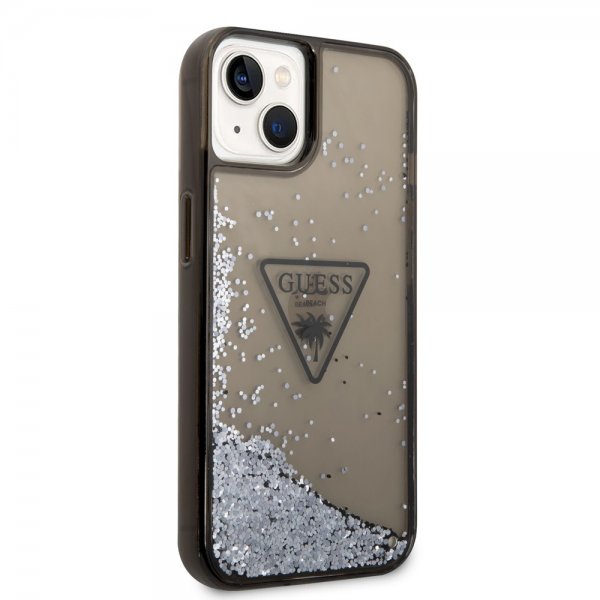 Guess iPhone 14 Plus Skal Liquid Glitter Translucent Sort