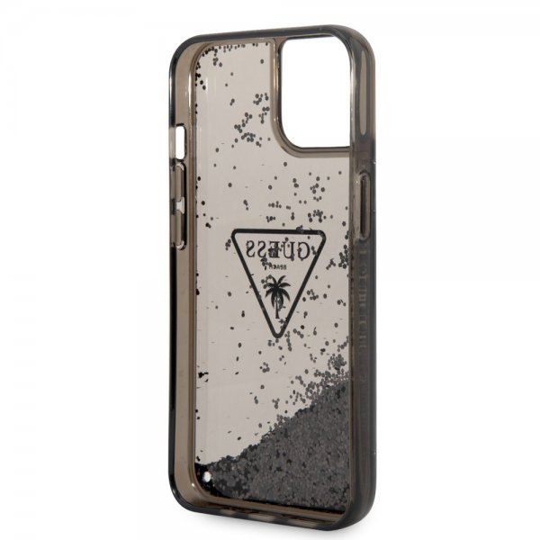 Guess iPhone 14 Plus Skal Liquid Glitter Translucent Sort