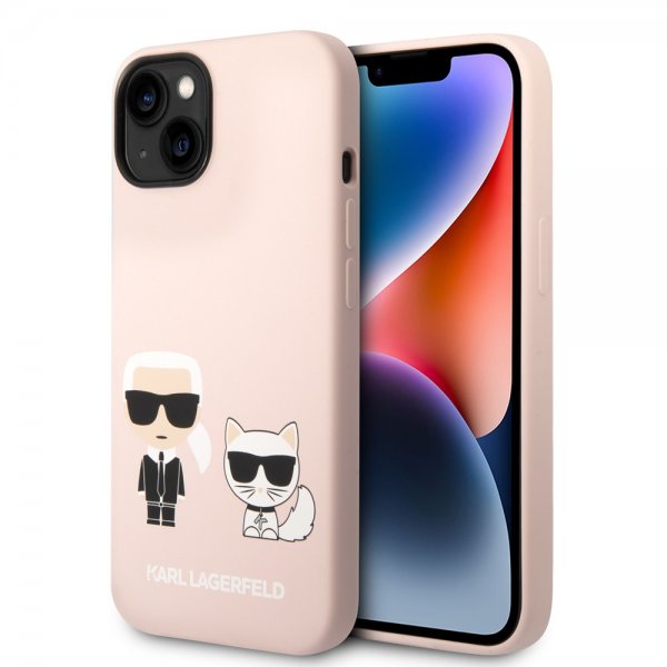 Karl Lagerfeld iPhone 14 Plus Cover Liquid Silicone Karl & Choupette MagSafe Rosa