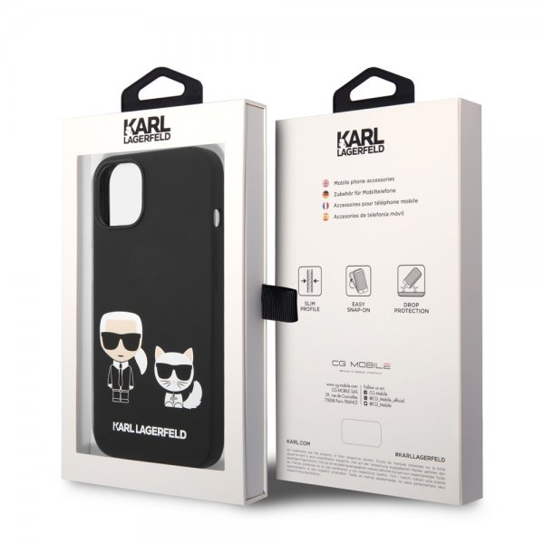Karl Lagerfeld iPhone 14 Plus Cover Liquid Silicone Karl & Choupette Sort