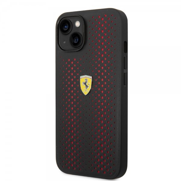 Ferrari iPhone 14 Plus Cover Logo Perforated Red