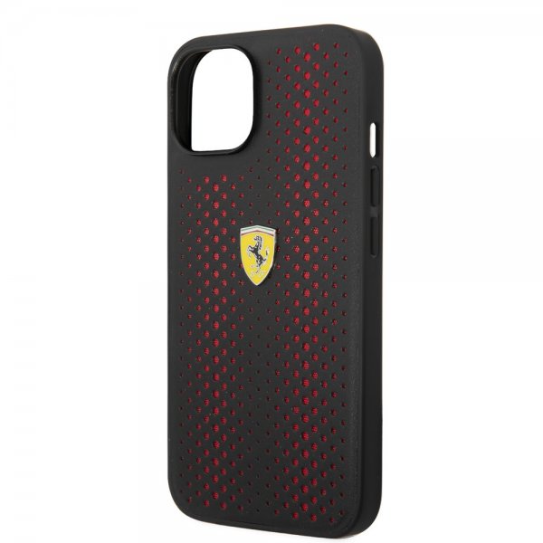 Ferrari iPhone 14 Plus Cover Logo Perforated Red