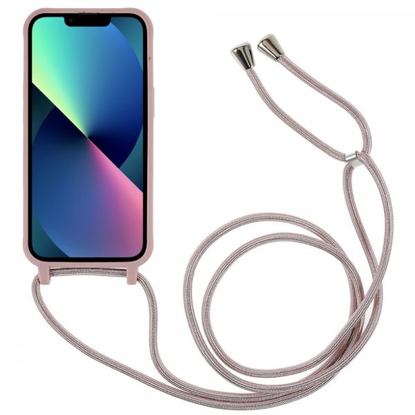 iPhone 14 Plus Cover med Strap Mørkrosa