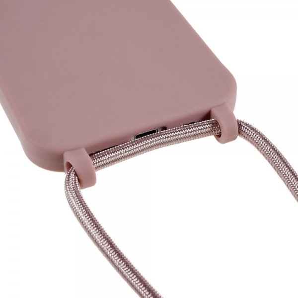 iPhone 14 Plus Cover med Strap Mørkrosa