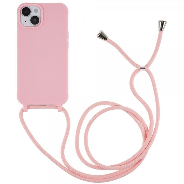 iPhone 14 Plus Cover med strop lyserød