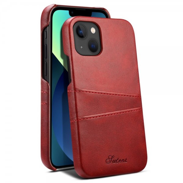 iPhone 14 Plus Cover med to Kortlommer Rød