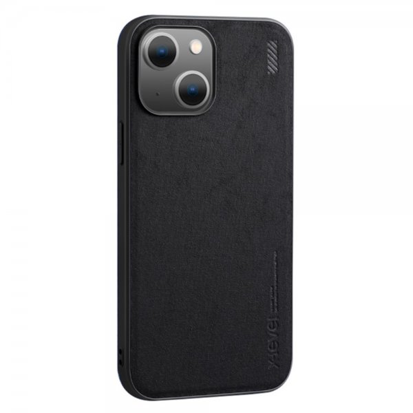 X-Level iPhone 14 Plus Cover Imiteret læder Tekstur Sort