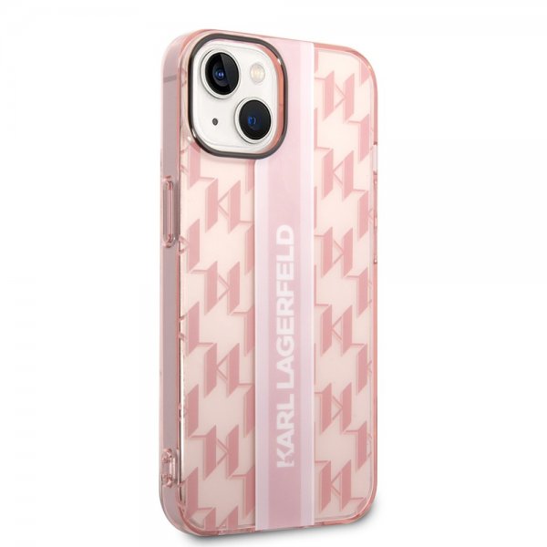 Karl Lagerfeld iPhone 14 Plus Cover Monogram Vertical Stripe Rosa