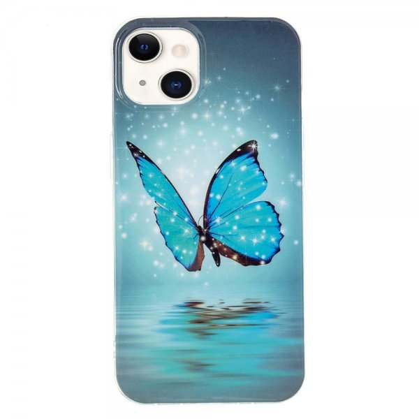 iPhone 14 Plus Cover Motiv Blå Sommerfugl