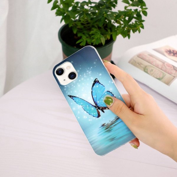 iPhone 14 Plus Cover Motiv Blå Sommerfugl
