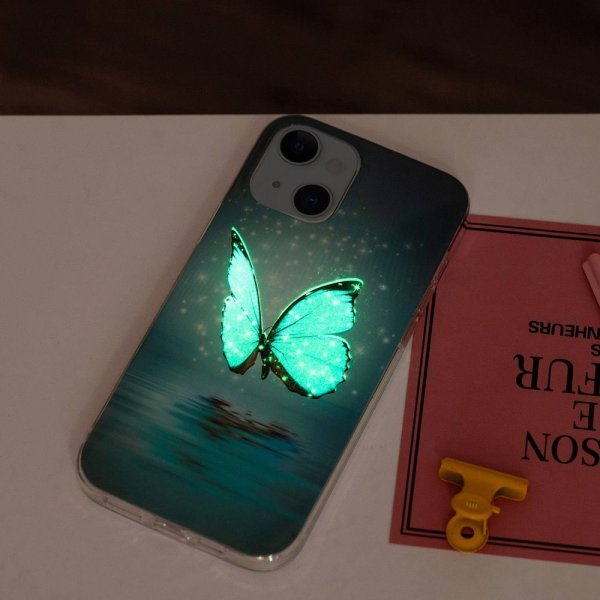 iPhone 14 Plus Cover Motiv Blå Sommerfugl