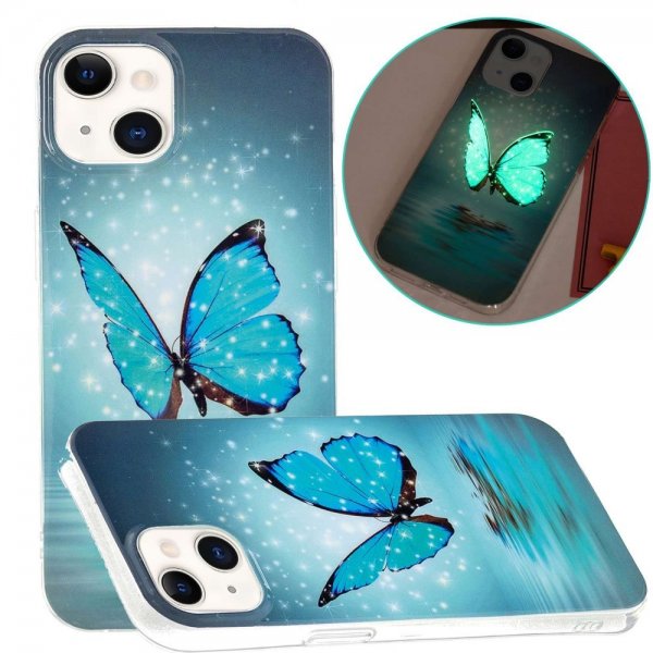 iPhone 14 Plus Cover Motiv Blå Sommerfugl