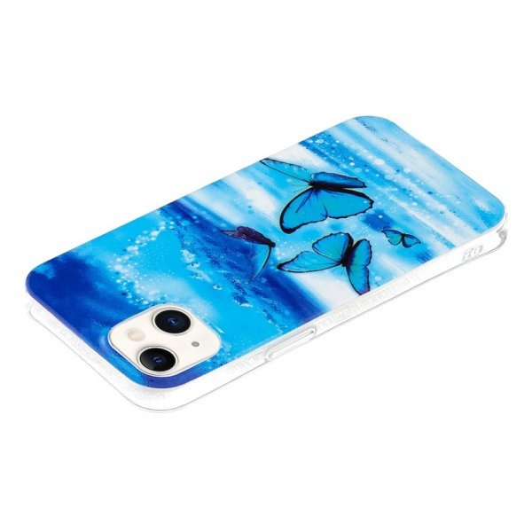 iPhone 14 Plus Cover Motiv Blå Sommerfugle