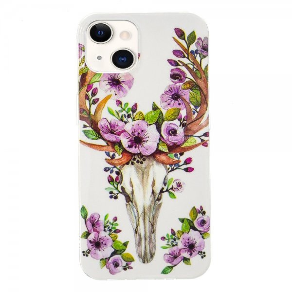 iPhone 14 Plus Cover Motiv Blomster og Hjort