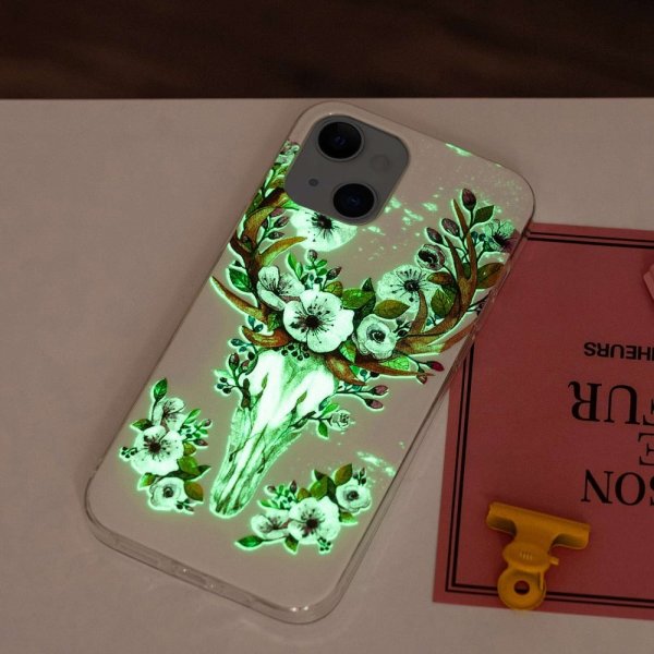 iPhone 14 Plus Cover Motiv Blomster og Hjort